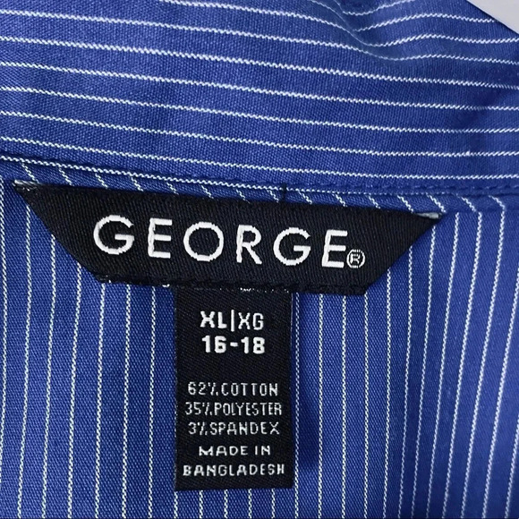 GEORGE EUC WOMENS BLUE STRIPE TOP BLOUSE SHIRT SIZE XL 16 18 - Picture 5 of 6